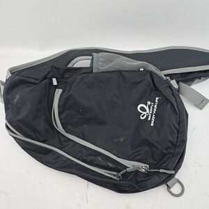 Black and Grey Sling Belt Bag with White Logo - Lightweight Hands-Free Carry